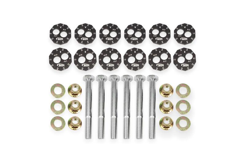 BMR 97-04 Chevrolet Corvette C5 Front & Rear Lower Control Arms Camber Bolt Kit - Black Anodized - WAK552