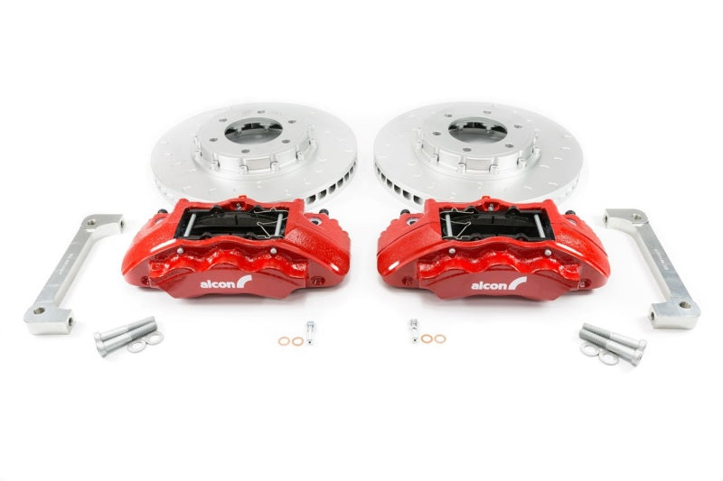 Alcon 2019+ Ford Ranger/2020+ Bronco 2.3L 350x34mm Rotors 6-Piston Calipers Front Brake Kit - Red - ALABKF1551K61