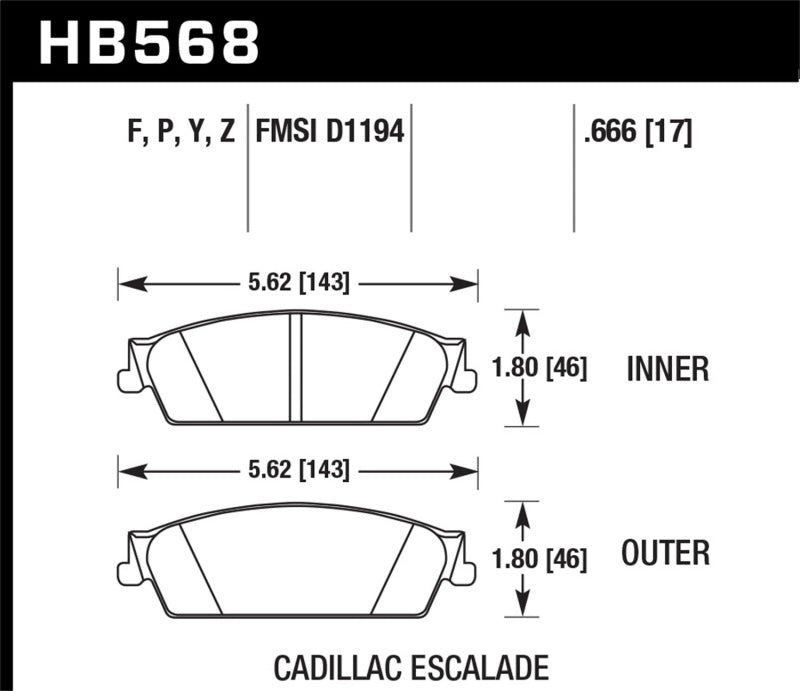 Hawk 07-14 Cadillac Escalade / EXT / ESV HPS 5.0 Rear Brake Pads - HB568B.666