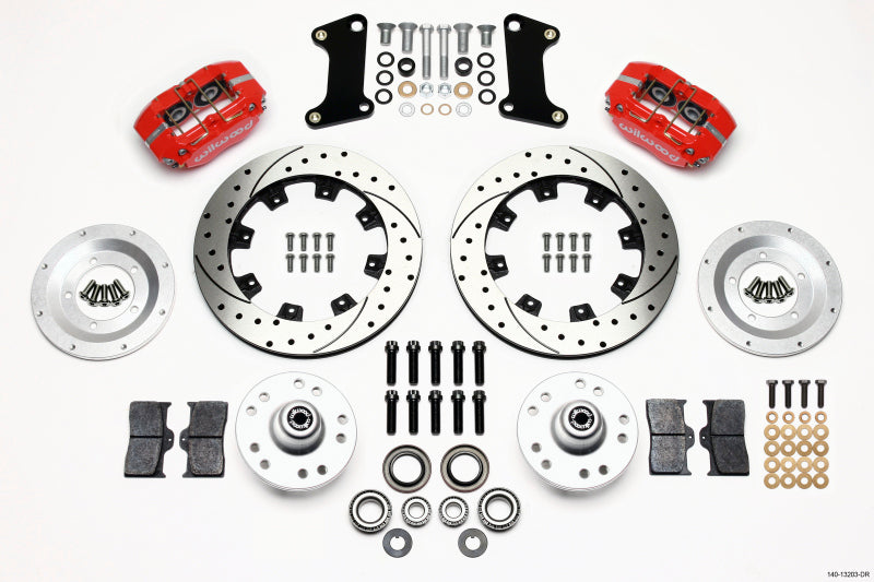 Wilwood Dynapro Dust-Boot Front Kit 12.19in Drilled Red 67-69 Camaro 64-72 Nova Chevelle - 140-13203-DR