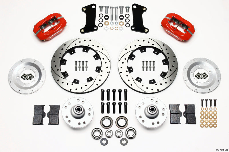 Wilwood Forged Dynalite Front Kit 12.19in Drilled Red 67-69 Camaro 64-72 Nova Chevelle - 140-7675-DR