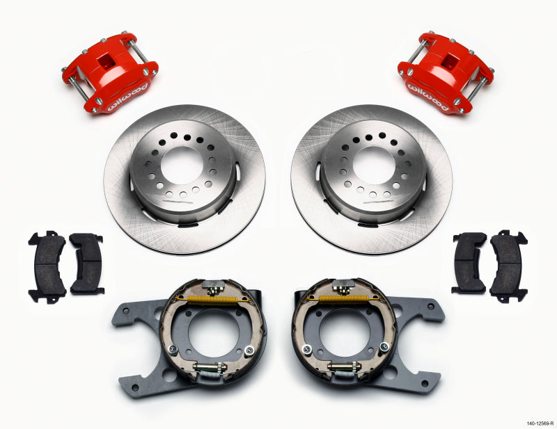 Wilwood D154 P/S Park Brake Kit Red Chevy C-10 2.42 Offset 5-lug - 140-12569-R
