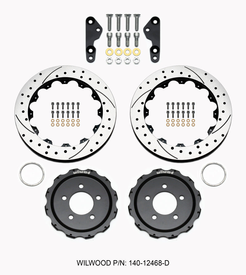 Wilwood Pro-Matrix Rear Kit Drilled 05-12 Mustang GT (2pc Hat/Rtr) - 140-12468-D