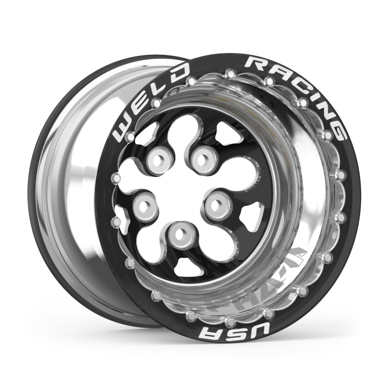 Weld Alpha-1 15x13 / 5x4.75 BP / 5in BS Black Wheel - Black Double Beadlock MT - 83B-513280MBS