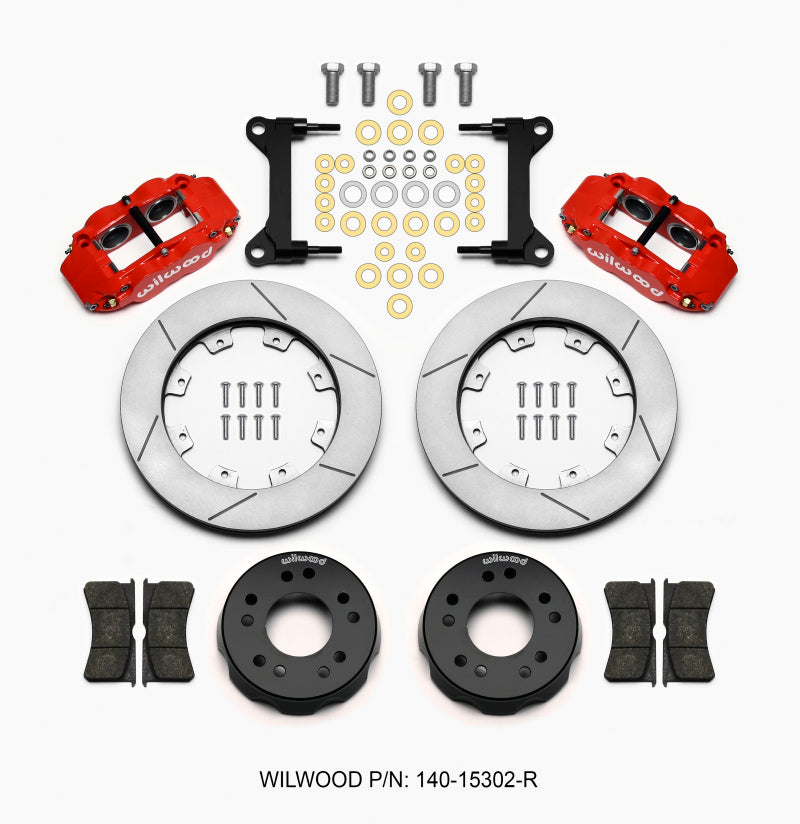Wilwood Narrow Superlite 4R Front Kit 12.19in Drilled Red 63-87 C10 w/ Wilwood Pro Spindles - 140-15302-R