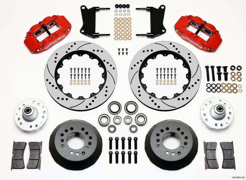 Wilwood Narrow Superlite 6R Front Hub Kit 14.00in Drill Red 67-69 Camaro 64-72 Nova Chevelle - 140-9804-DR