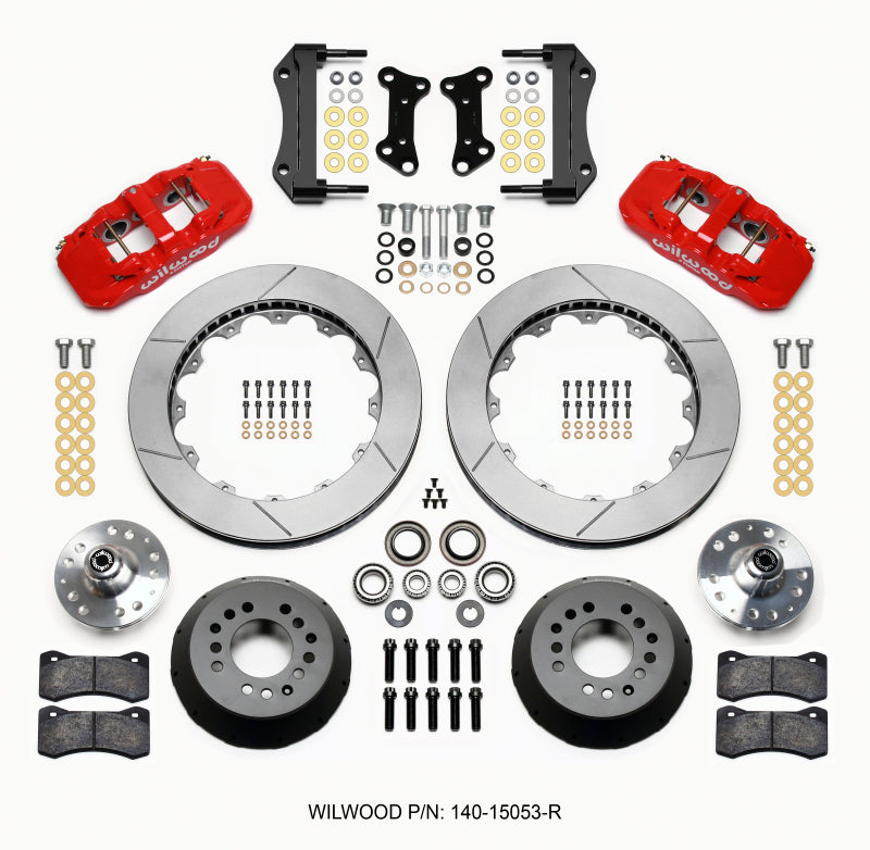 Wilwood AERO6 Front Hub Kit 15.00 Red 67-69 Camaro 64-72 Nova Chevelle - 140-15053-R