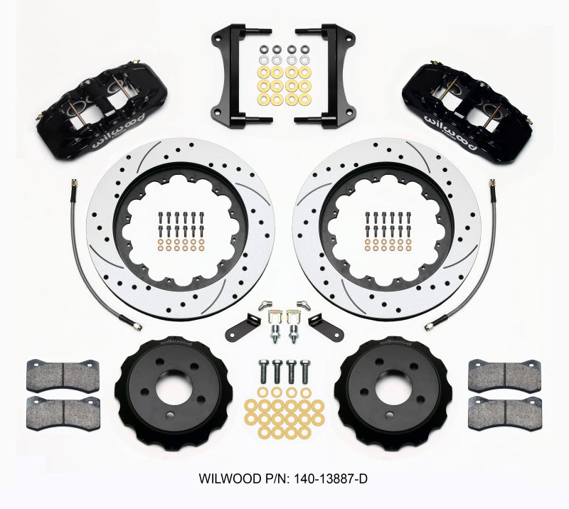 Wilwood AERO6 Front Hat Kit 15.00 Drilled 2015-Up Mustang w/Lines - 140-13887-D