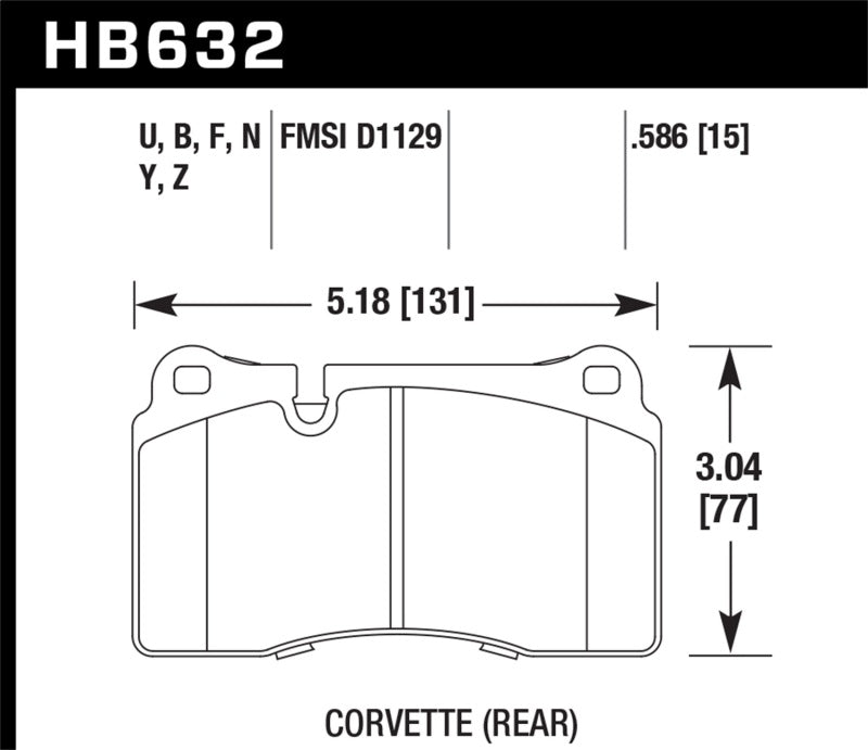 Hawk C6/C7 Z06/ZR1 LTS Street Front Brake Pads - HB632Y.586