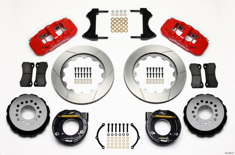 Wilwood AERO4 Rear P-Brake Kit 14.00in Red Chevy C-10 2.42 Offset 5-lug - 140-10941-R
