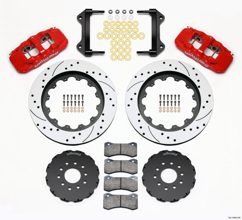 Wilwood AERO6 Front Hat Kit 15.00 Drilled Red 97-04 Corvette C5/Z06 05-13 C6 - 140-13903-DR