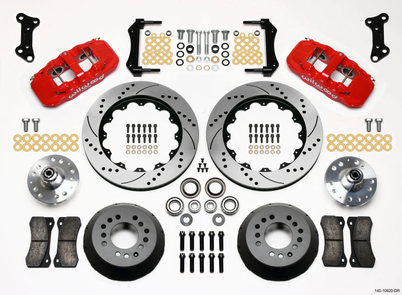 Wilwood AERO6 Front Hub Kit 14.00 Drilled Red 67-69 Camaro 64-72 Nova Chevelle - 140-10920-DR