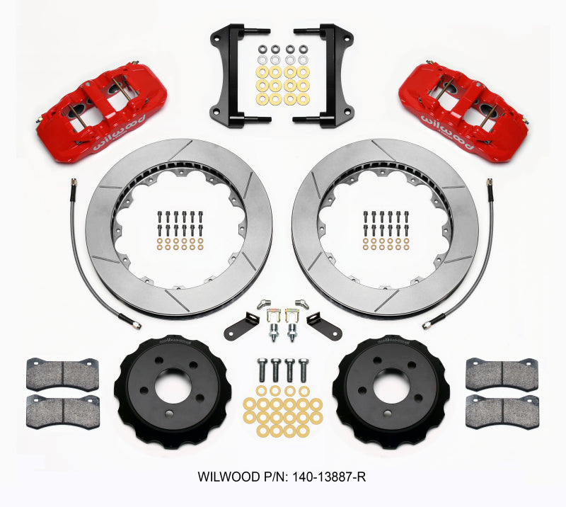 Wilwood AERO6 Front Hat Kit 15.00 Red 2015-Up Mustang w/Lines - 140-13887-R
