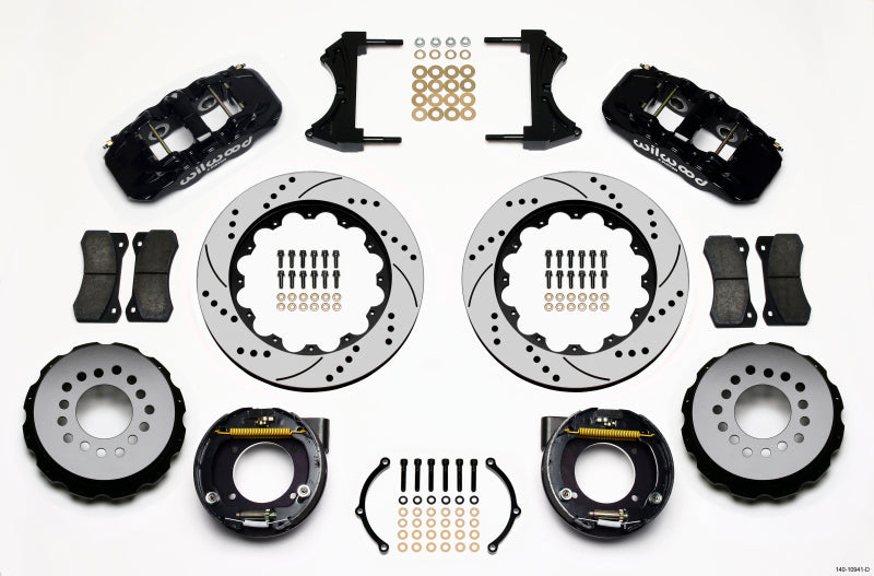 Wilwood AERO4 Rear P-Brake Kit 14.00in Drilled Chevy C-10 2.42 Offset 5-lug - 140-10941-D