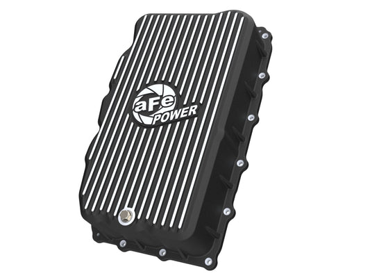 aFe 20-26 GM Trucks L6 3.0L Transmission Pan - Black w/ Machined Fins - 46-71420B