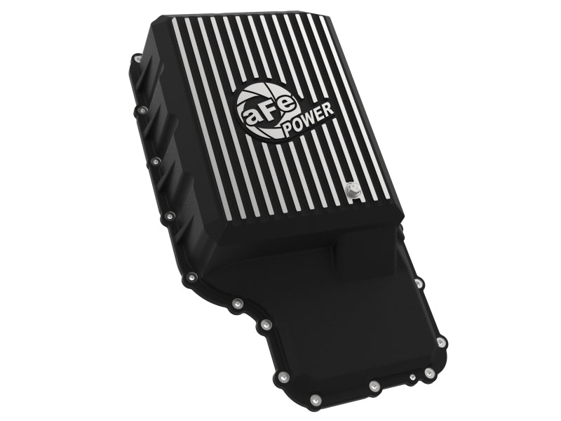 aFe 20-21 Ford Truck w/ 10R140 Transmission Pan Black POWER Street Series w/ Machined Fins - 46-71220B