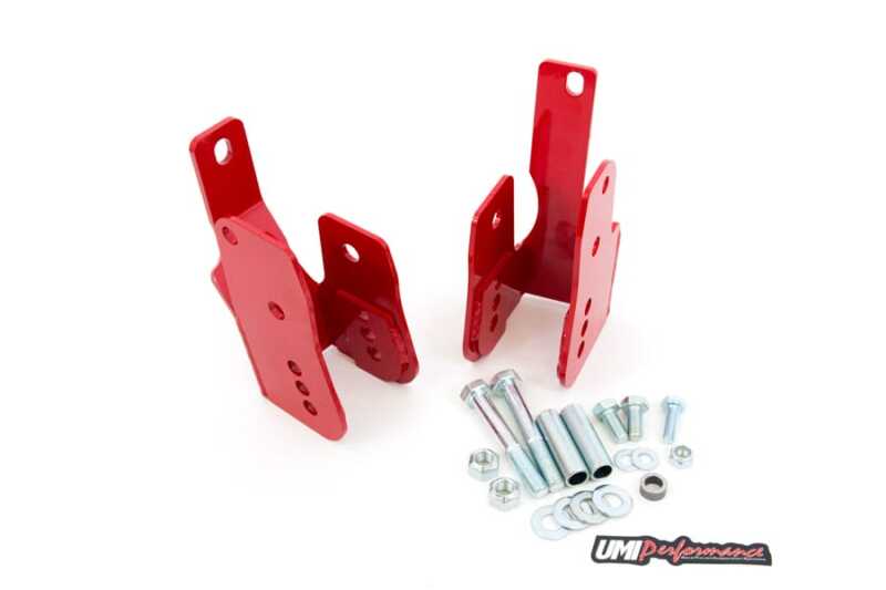 UMI Performance 05-14 Ford Mustang Rear Control Arm Relocation Brackets- Bolt In - 1060-R