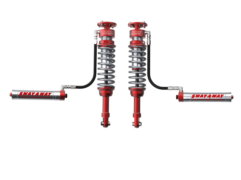 aFe Sway-A-Way 10-14 F150/Raptor 6.2L 3.0 Front Coilover Kit w/ Remote Reservoirs and Compr Adjuster - 301-5000-01-CA