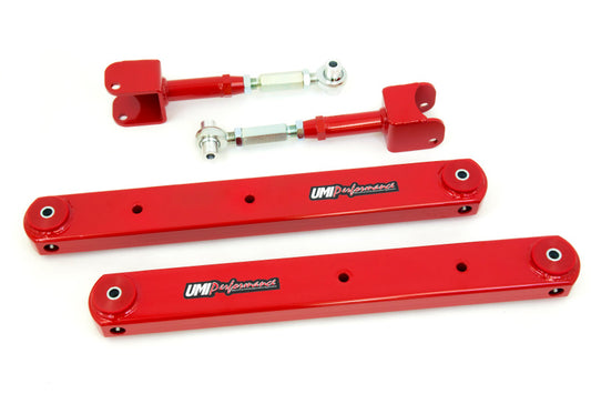 UMI Performance 64-67 GM A-Body Rear Control Arm Kit Fully Boxed Lowers Adjustable Uppers - 402119-R