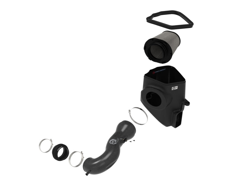 aFe 19-21 GM Trucks 5.3L/6.2L Track Series Carbon Fiber Cold Air Intake System W/ Pro Dry S Filters - 57-10015D