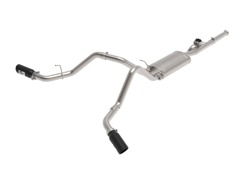 aFe Gemini XV 3in 304 SS Cat-Back Exhaust 09-18 GM Trucks V6-4.3/V8-4.8/5.3L w/ Black Tips - 49-34131-B