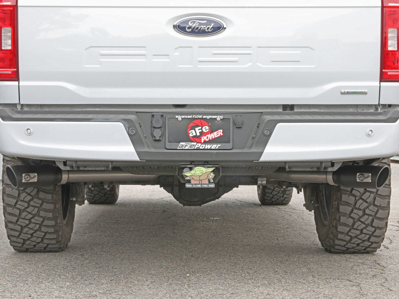 aFe Vulcan 3in 304 SS Cat-Back Exhaust 2021 Ford F-150 V6 2.7L/3.5L (tt)/V8 5.0L w/ Black Tips - 49-33126-B