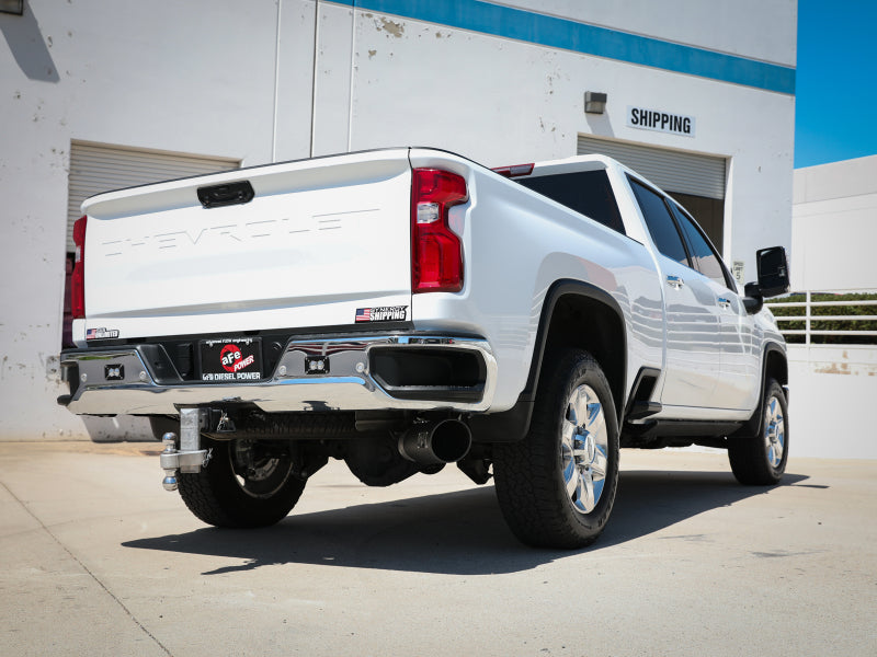 aFe Large Bore-HD 5 IN 409 SS DPF-Back Exhaust System w/Black Tip 20-21 GM Truck V8-6.6L - 49-44125-B