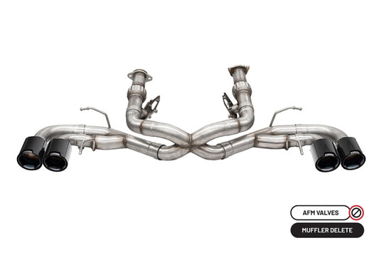 Corsa 2020-2025 Chevrolet Corvette C8 RWD 3in Track Cat-Back Delete Exhaust w/4.5in CF Black PVDTips - 21104CFBLK