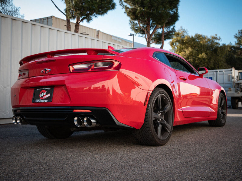 aFe POWER MACH Force-Xp 3in Axle-Back Exhaust 16-20 Chevy Camaro SS V8 6.2L w/o Mufflers - Polished - 49-44119NM-P