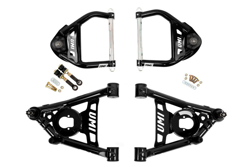 UMI Performance 64-72 GM A-Body Tubular Upper & Lower Front A-Arm Kit - Black - 403133-B