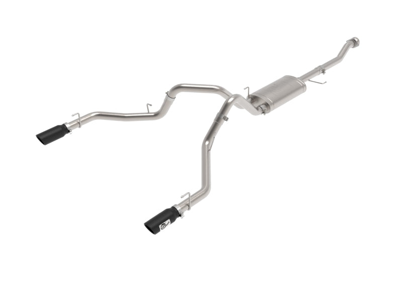 aFe Vulcan 3in 304 SS Cat-Back Exhaust 2021 Ford F-150 V6 2.7L/3.5L (tt)/V8 5.0L w/ Black Tips - 49-33127-B