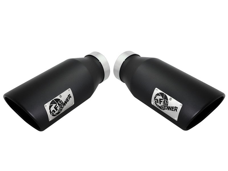 aFe Large Bore-HD 4in 409 Stainless Steel DPF-Back Exhaust w/Black Tip 15-16 Ford Diesel V8 Trucks - 49-43122-B