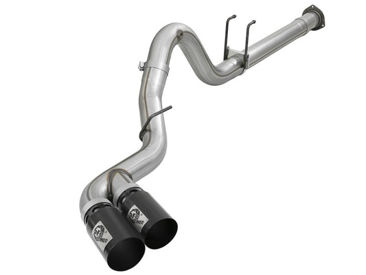 aFe Rebel XD 4in SS DPF-Back Exhaust 17-18 Ford Diesel Trucks V8-6.7L (td) w/ Dual Black Tips - 49-43102-B