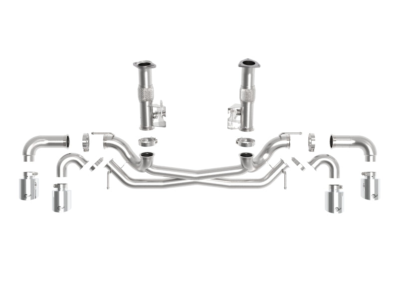 aFe MACH Force-Xp 3in to 2-1/2in 304SS Cat-Back (No Muff.) 2020 Chevy Corvette 6.2L- Polished Tip - 49-34127NM-P