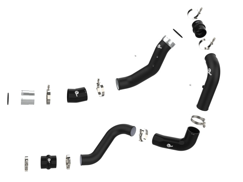 aFe 2024 GM Diesel Trucks V8 6.6L L5P BladeRunner Aluminum 3in Hot & 3.5in Cold Charge Pipe - Black - 46-20704-B