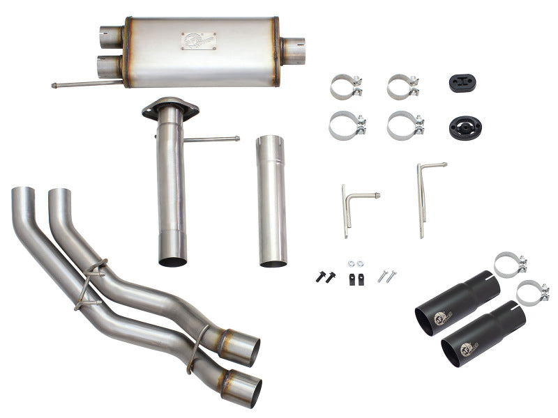 aFe Rebel Exhausts 3in SS Cat-Back 09-14 Ford F-150 4.6/5.0/5.4L w/ Black Tips - 49-43080-B