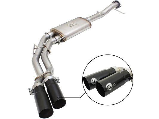 aFe Rebel Exhausts 3in SS Cat-Back 09-14 Ford F-150 4.6/5.0/5.4L w/ Black Tips - 49-43080-B