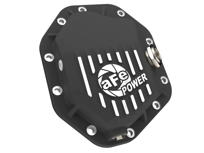 aFe 19-25 GM Trucks Front Diff Cover - Black w/ Machined Fins - 46-71430B