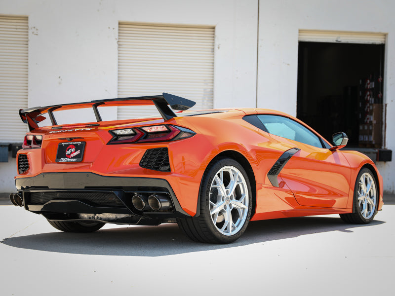 aFe MACH Force-Xp 3in to 2-1/2in 304SS Cat-Back (No Muff.) 2020 Chevy Corvette 6.2L - Carbon Tip - 49-34127NM-C