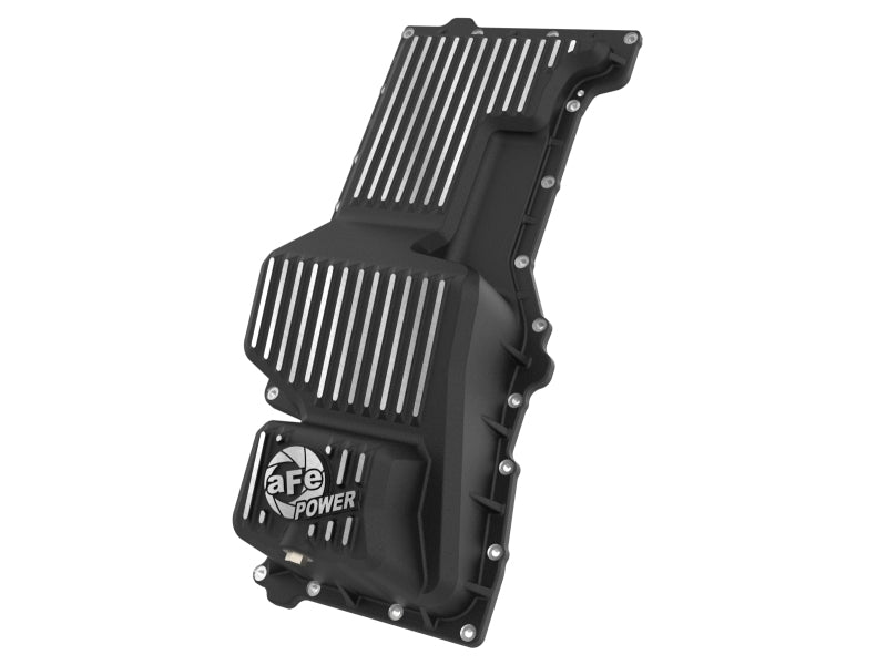 aFe 20-25 GM Trucks L6 3.0L Engine Oil Pan - Black w/ Machined Fins - 46-71440B
