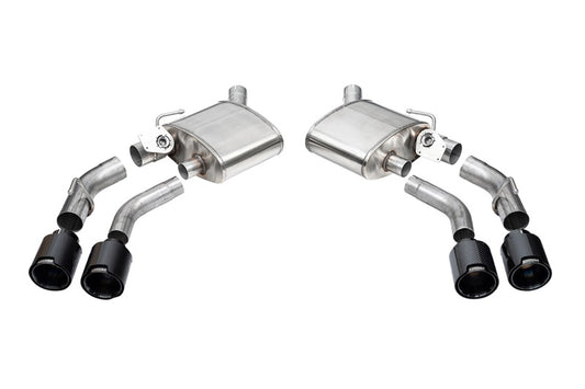 Corsa 2016-2024 Chevrolet Camaro SS / ZL1 Valved Axle-Back Exhaust w/ Black Carbon Fiber Quad Tips - 21789CFBLK