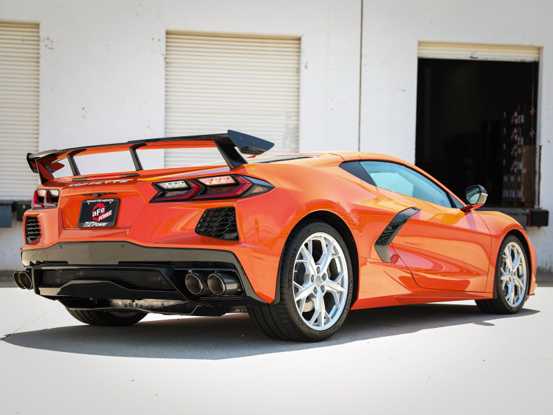 aFe MACH Force-Xp 3in to 2-1/2in 304SS Cat-Back (No NPP) 2020 Chevy Corvette (C8) 6.2L - Carbon Tip - 49-34127-C