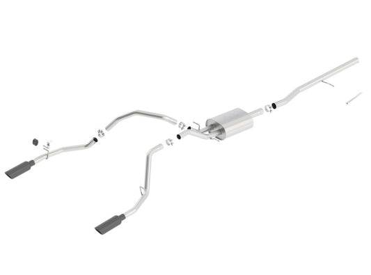Borla 14 Silv/Sierra C/B Exhaust ATAK 1500 5.3L V8 AT/MT 2&4WD Ext Cab (78.7) WB - Black Chrome - 140537BC