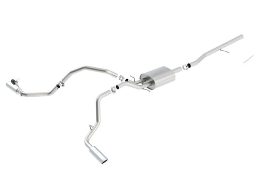 Borla 14 Silv/Sierra C/B Exhaust S-Type 1500 5.3L V8 AT/MT 2&4WD Ext Cab Split Side Exit - 140545