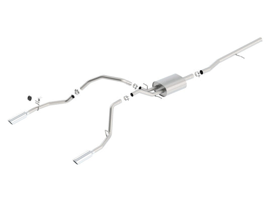 Borla 14 Silv/Sierra 1500 C/B S-Type Exhaust/2.75in Into Dual 2.25in Out 4in Tip Split Rear Exit - 140536