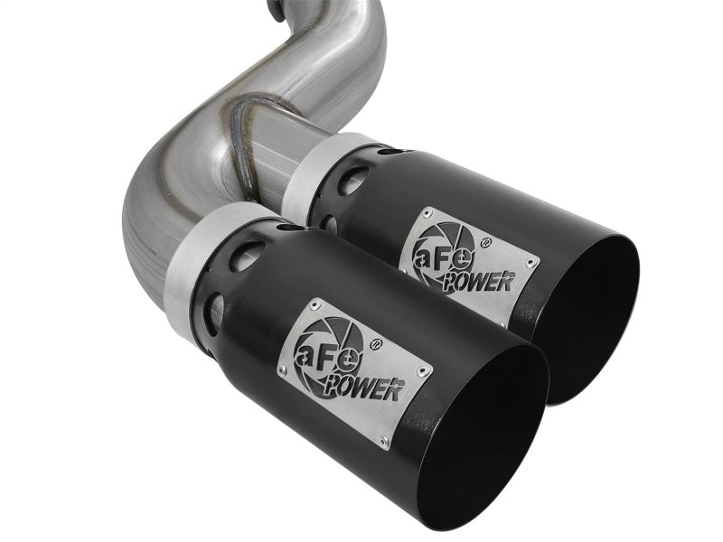 aFe Rebel XD 4in SS DPF-Back Exhaust 17-18 Ford Diesel Trucks V8-6.7L (td) w/ Dual Black Tips - 49-43102-B