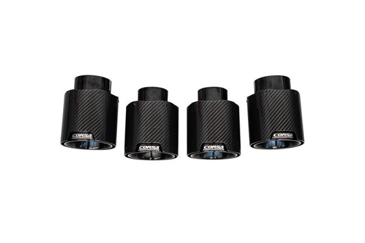 Corsa 20-25 Chevrolet Corvette C8 RWD 4.5in Carbon Fiber Black PVD Tip Kit (For Corsa Exhaust Only) - 21109CFBLK