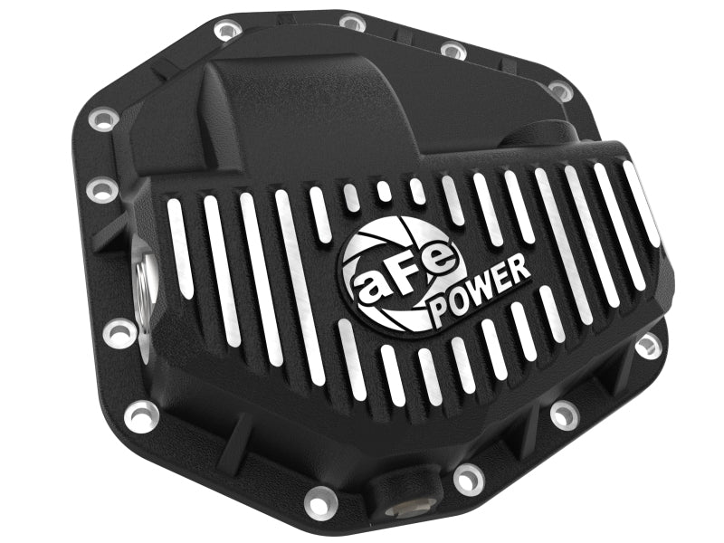 aFe POWER Pro Series Front Diff Cover Black w/ Machined Fins Ford F-250/350 23-26 (Dana M235) - 46-71480B