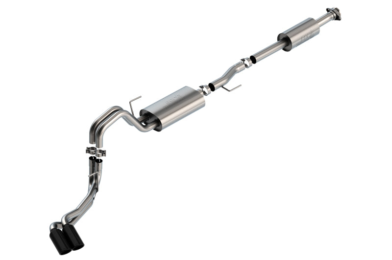 Borla F-150 2021 2.7L/3.5L 4dr CC SB EC STB Lar/KingR/Plnm/LTD 3/2.25 DSE CB Touring BLK CHR Tips - 140870BC