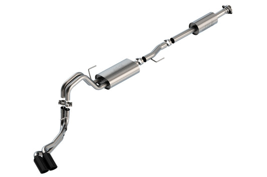 Borla F-150 2021 2.7L/3.5L 4dr CC SB EC STB Lar/KingR/Plnm/LTD 3/2.25 DSE CB Touring BLK CHR Tips - 140870BC